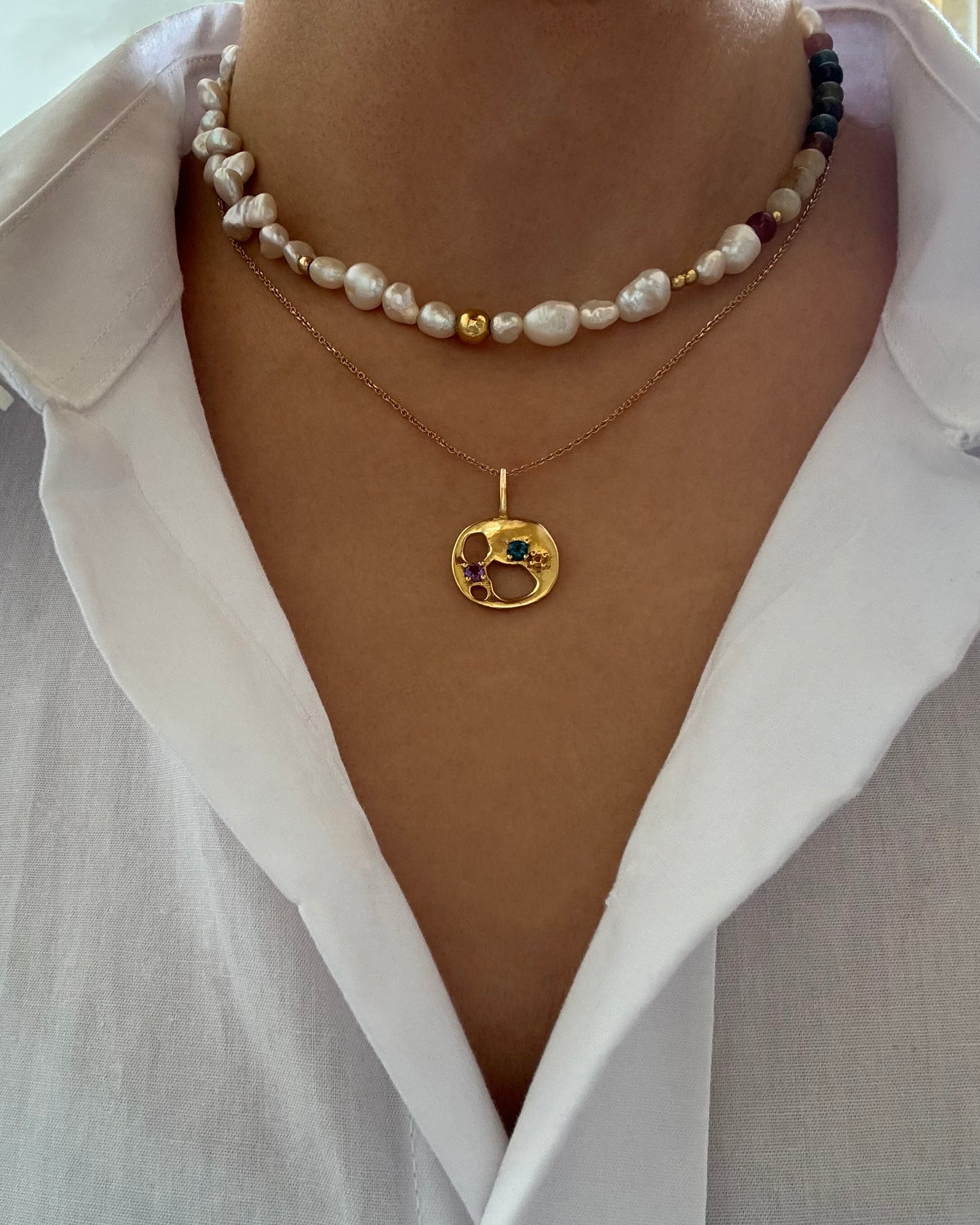 18ct Gold Round Wabi-Sabi Necklace