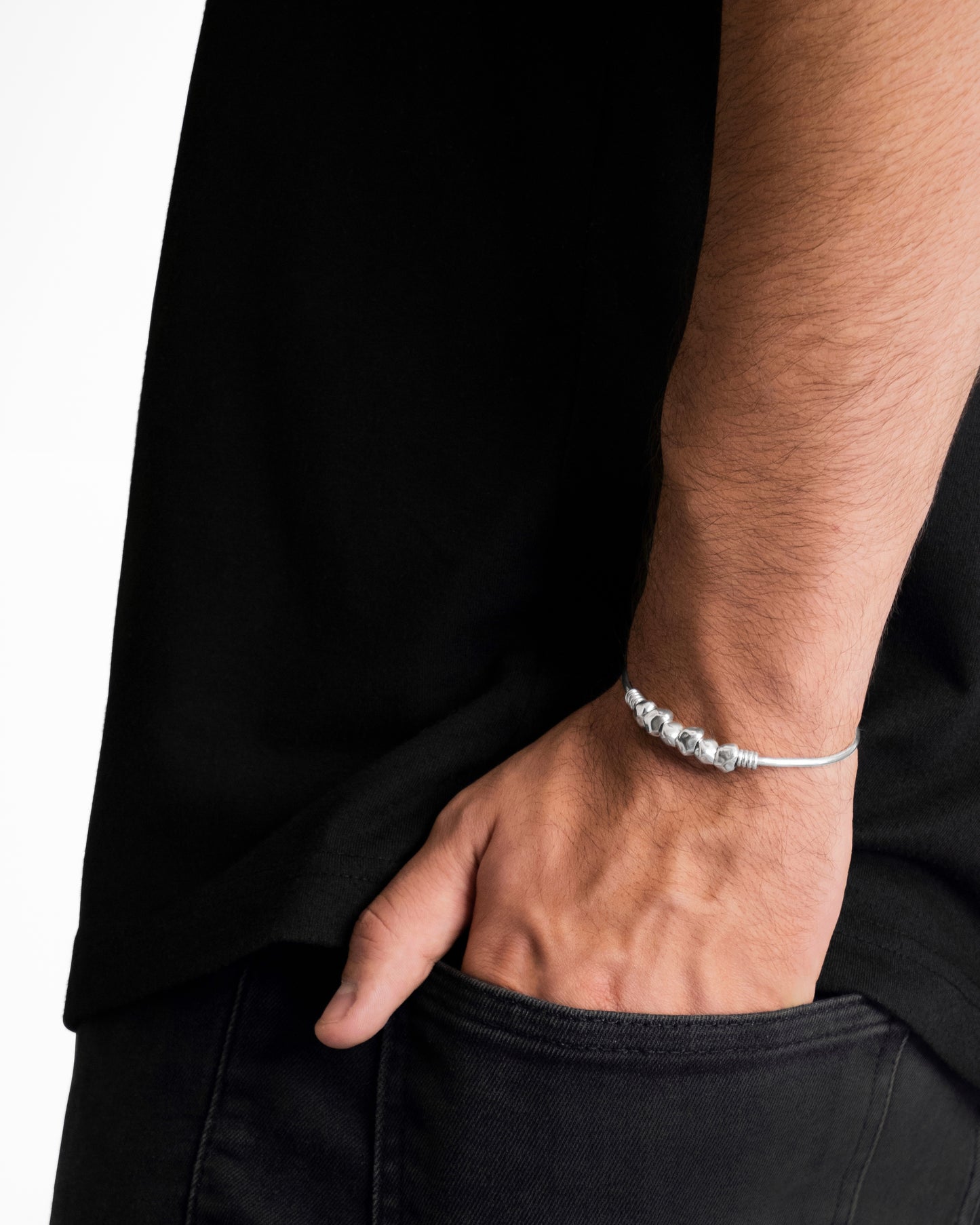 Sterling Silver Rock Bangle