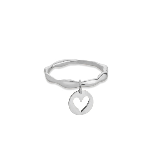 Sterling Silver Nalu Ring With Heart Pendant