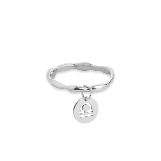 Sterling Silver Nalu Ring With Libra Pendant