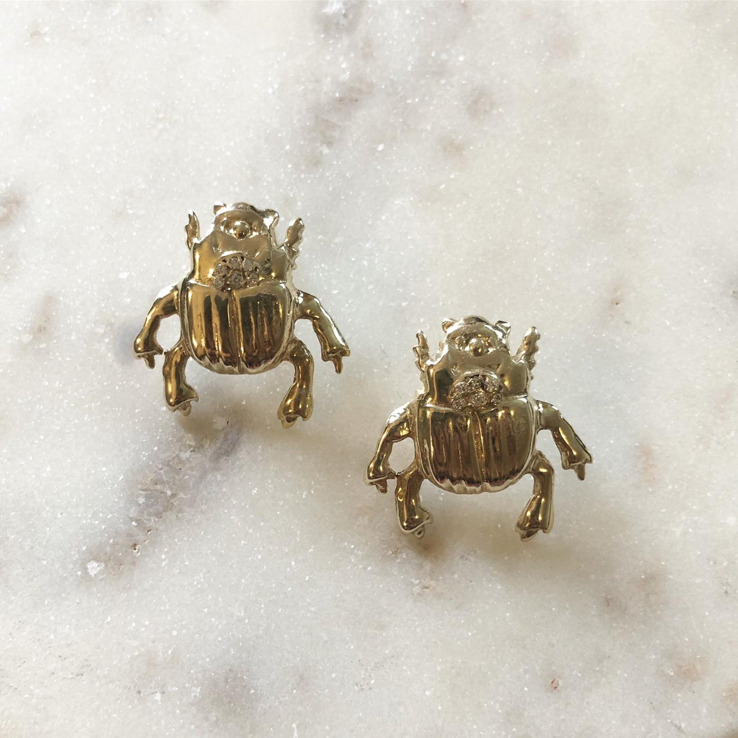 Gold Plated Sterling Silver Beetle Earrings